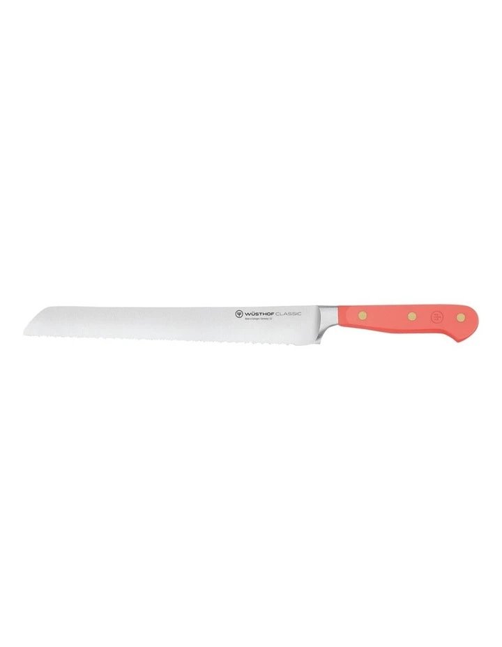 Double Serrated Bread Knife 23cm in Coral Peach