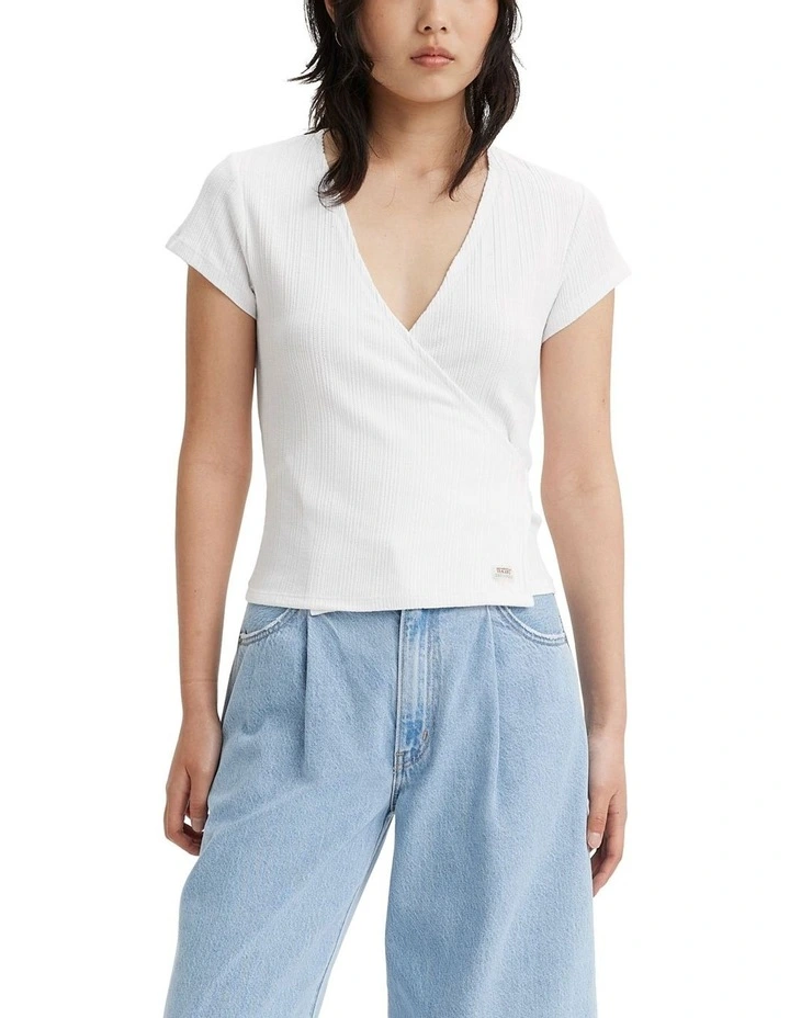 Dry Goods Pointelle Wrap Top in Sugar Swizzle