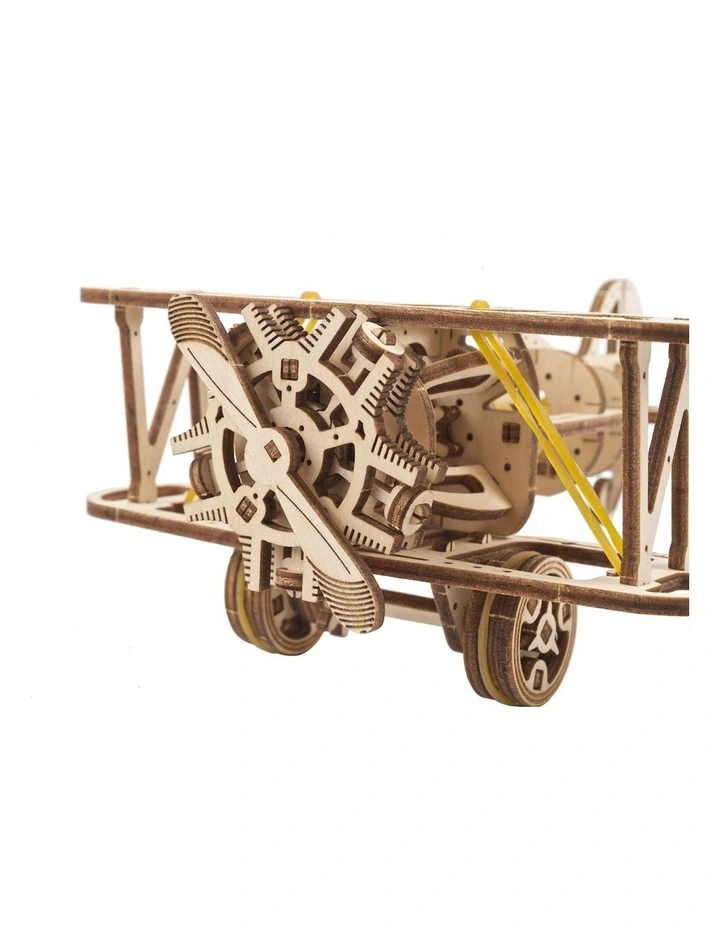 Mechanical Mini-Biplane 84 Piece Wooden 3D Puzzle Gift Set (8 Years)