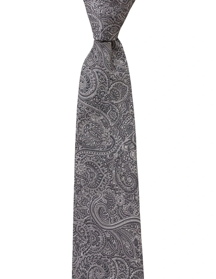 Close Paisley Silk Tie in Silver