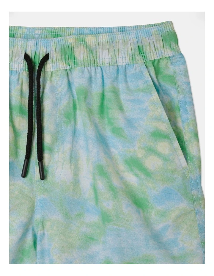 Essentials Woven Volley Short in Mint Tie Dye