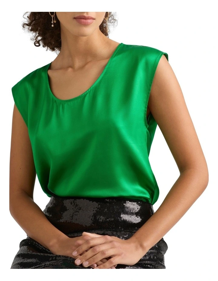 Edwina Silk Top in Emerald