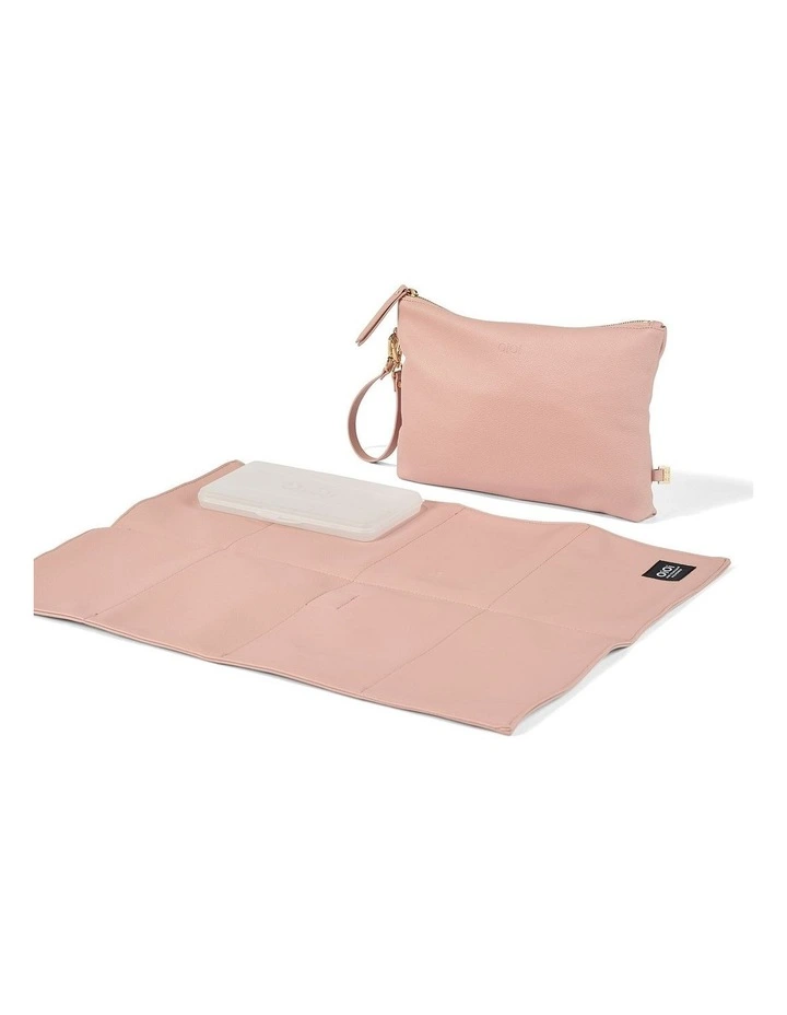 Vegan Leather Nappy Changing Pouch in Pink