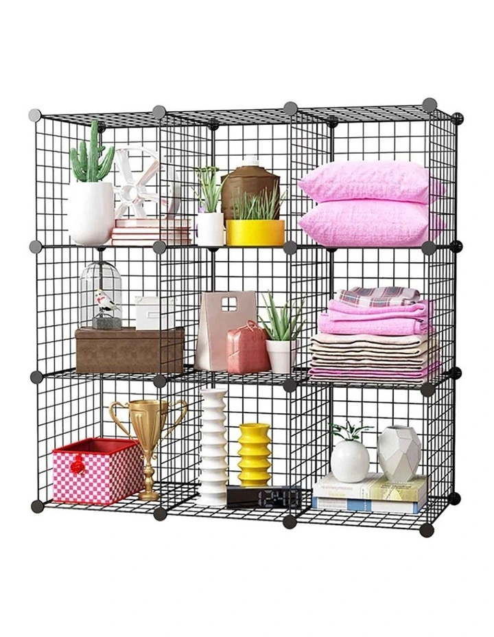 Portable 9-Cube Storage Foldable Modular Grid in Black
