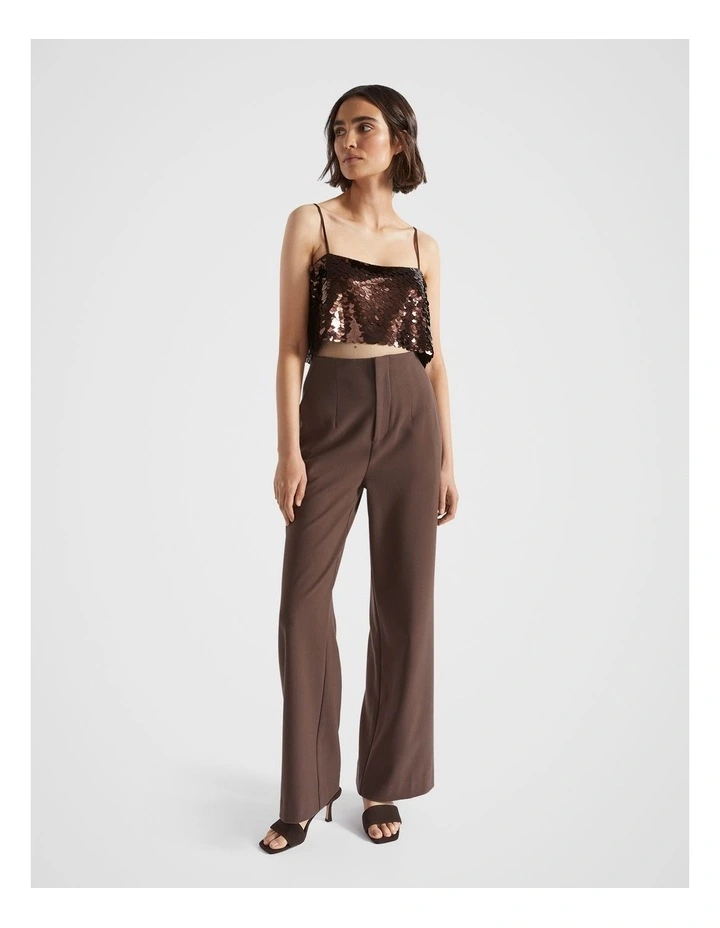 Sequin Crop Camisole in Deep Raisin