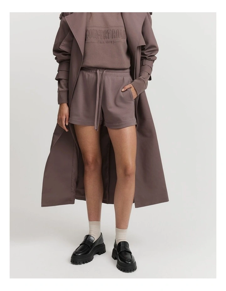 Verified Australian Cotton Heritage Sweat Short in Truffle