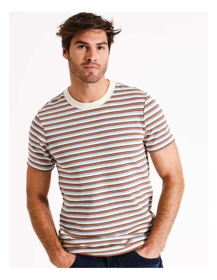 Stradbroke Island Stripe Short Sleeve Tee in Blue