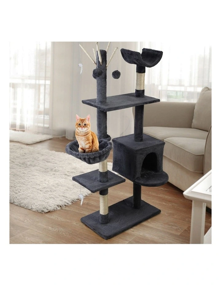 Tower Scratching Cat Tree 140cm in Grey