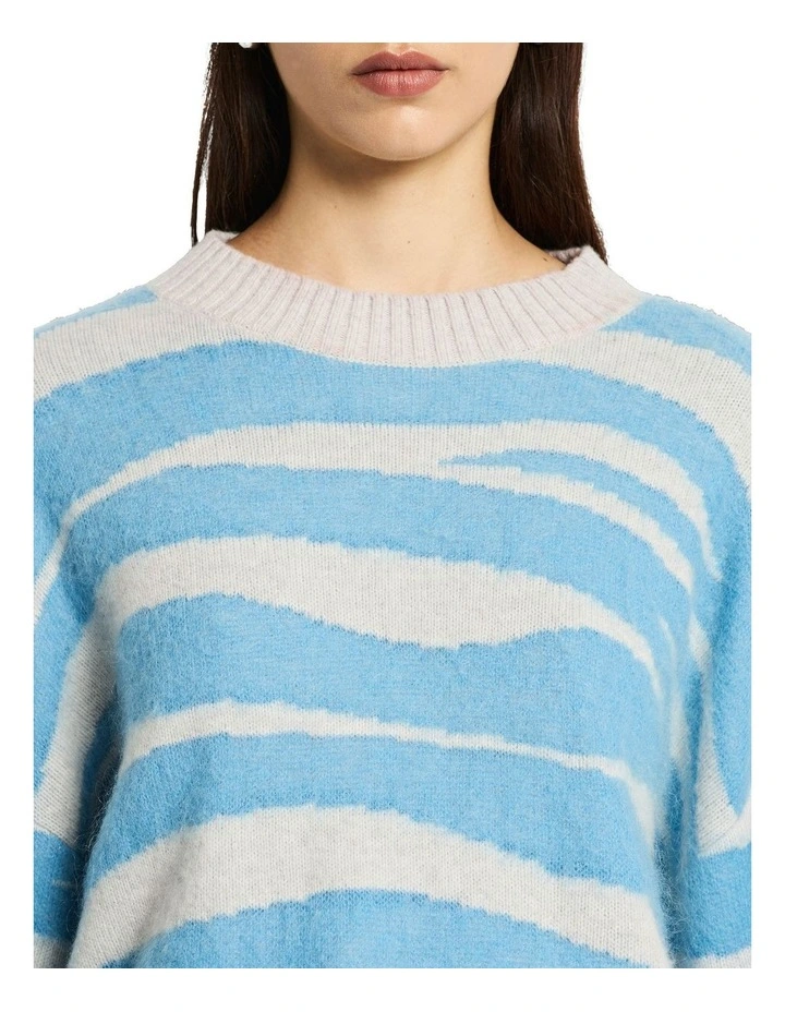 Animal Oversize Knit Jumper in Multi Blue