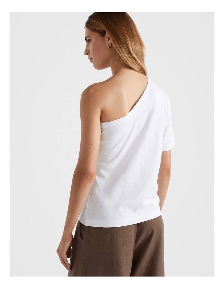 One Shoulder Boxy Tee in White