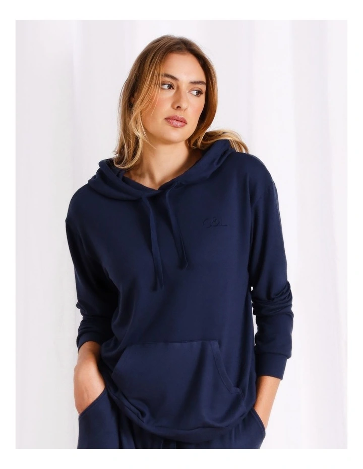 Supersoft Hooded Long Sleeve Top in Navy