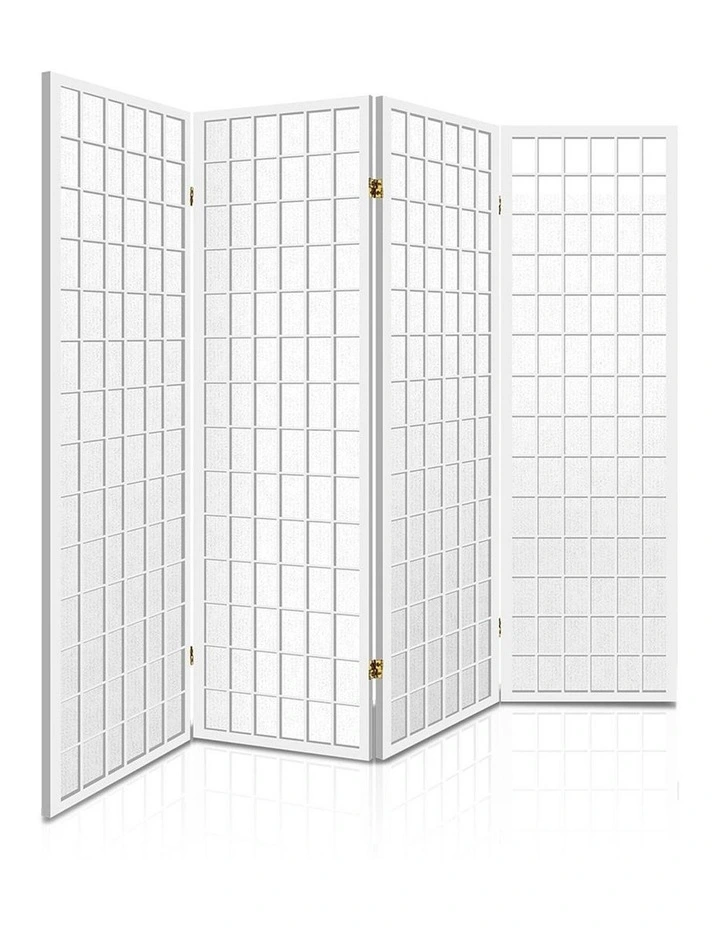 4 Panel Room Divider Screen 174x179cm in White