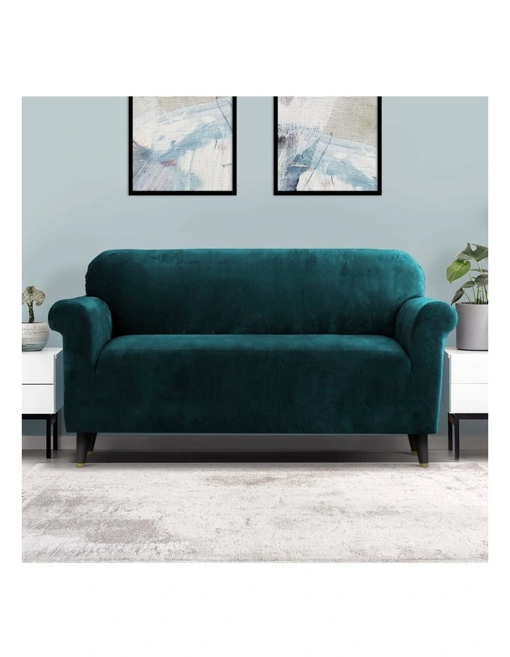 Velvet 3 Seater Sofa Cover in Agate Green