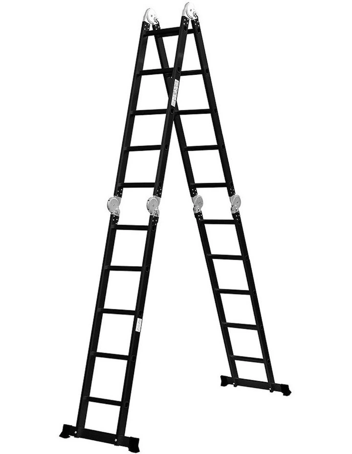 Aluminium Platform Extension Step Folding Multi Purpose Ladder 5.7m in Black