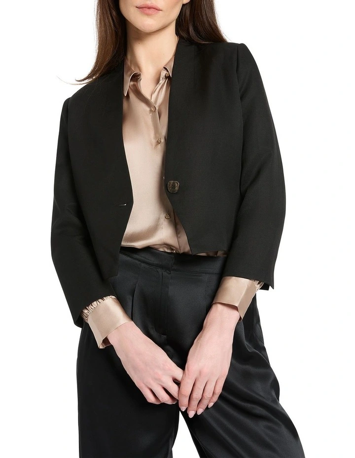 Mavie Cropped Jacket in Black