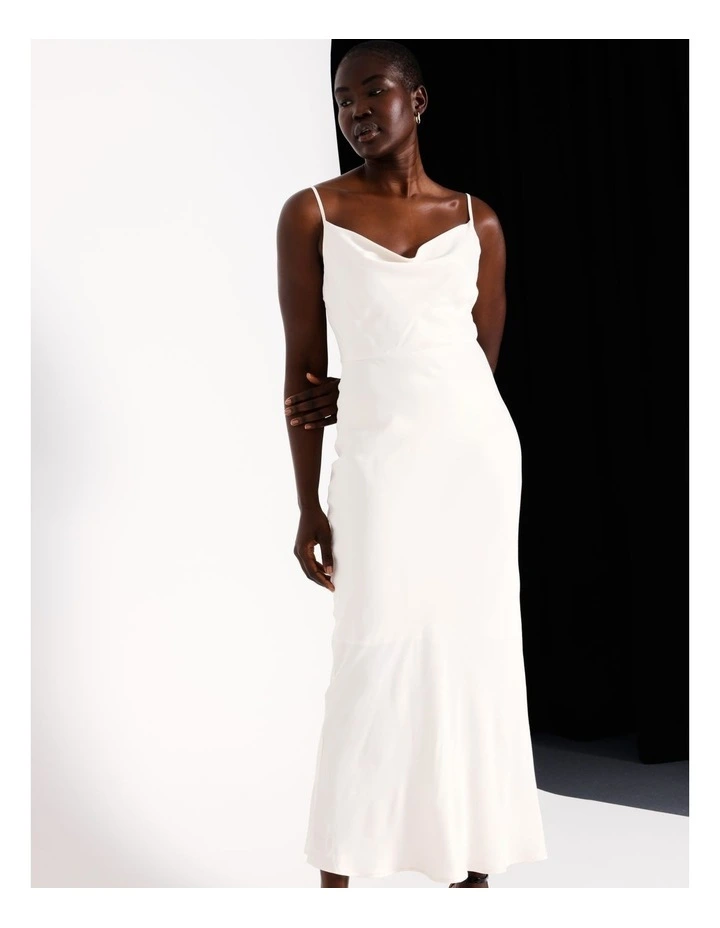 Cowl Neck Slip Dress in Ivory