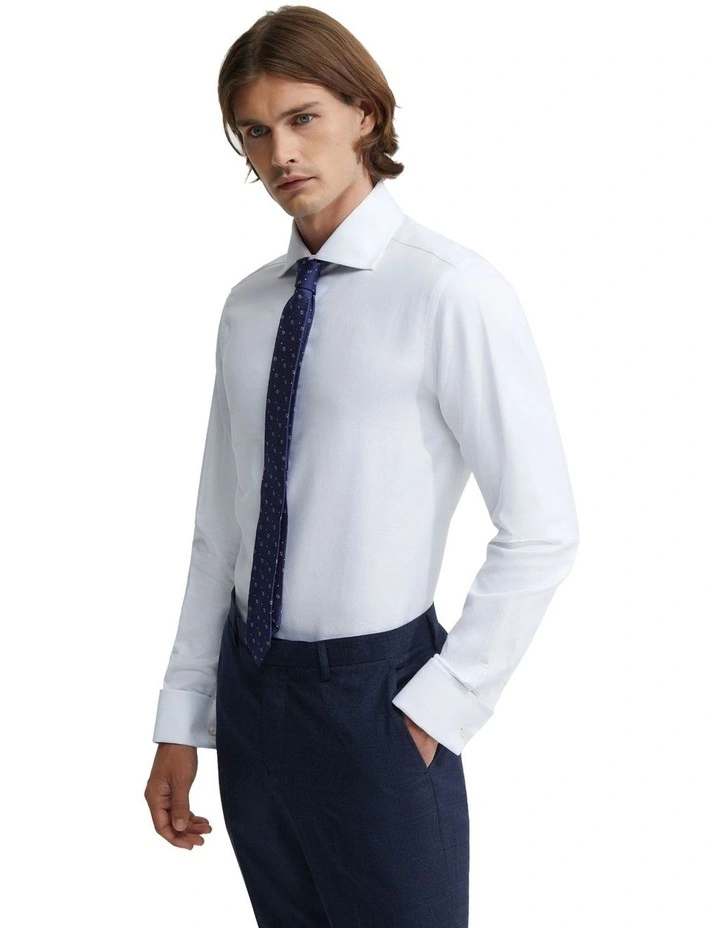Trafalgar French Cuff Twill Shirt in White