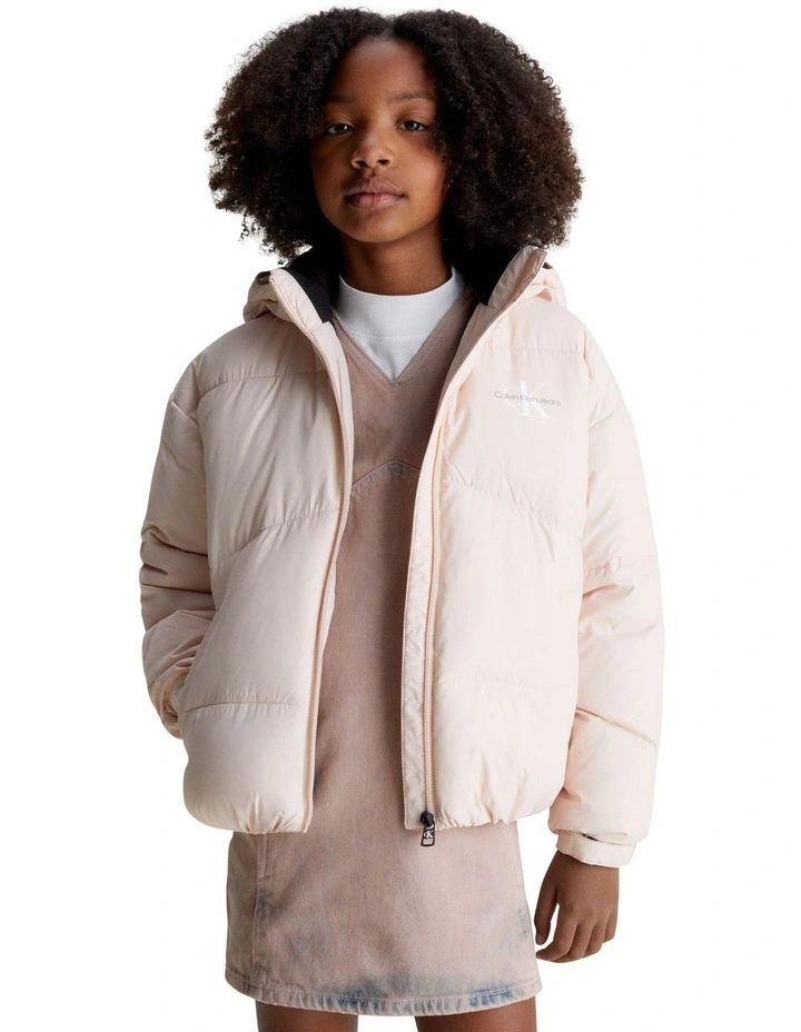 Short Puffer Jacket in Rose Clay