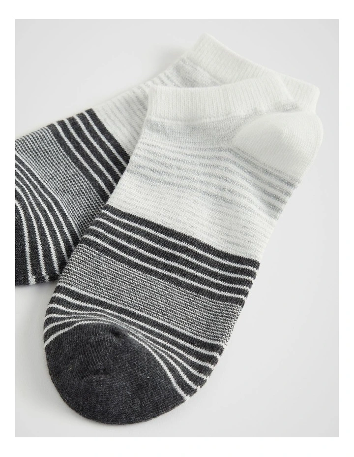 Stripe Sneaker Sock in Steel Grey Marle