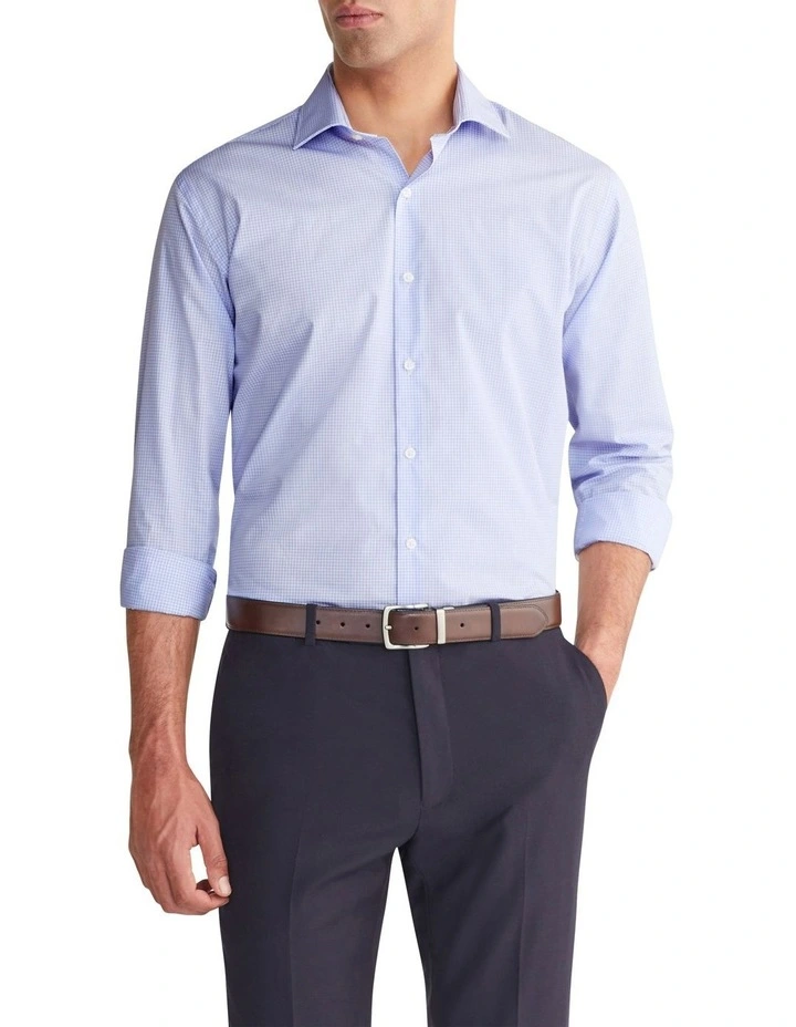 Tailored Mini Check Long Sleeves Shirt in Lilac