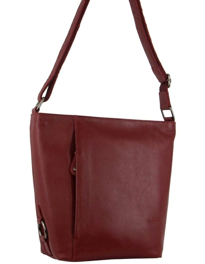 Nappa Leather Bucket Cross-Body Bag in Red