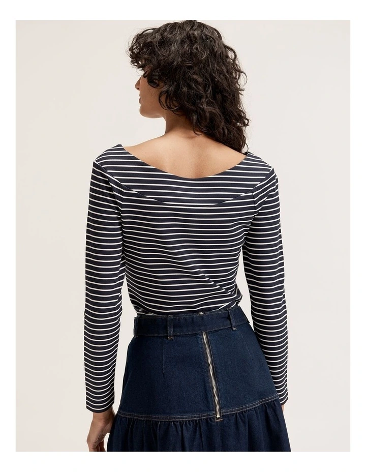 Sofie Stripe Top in Ink/Ivory