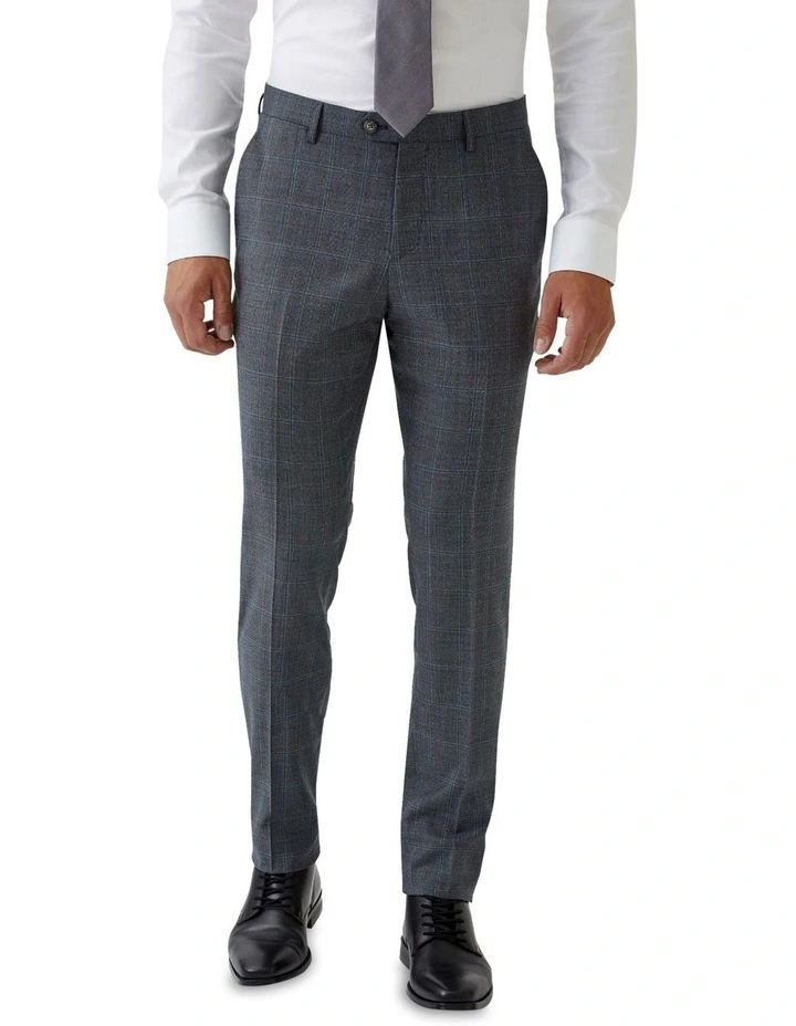 Byron Wool Suit Trousers in Grey Check
