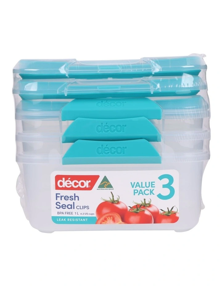 Fresh Seal Clips Oblong 1L 3 Pack in Clear