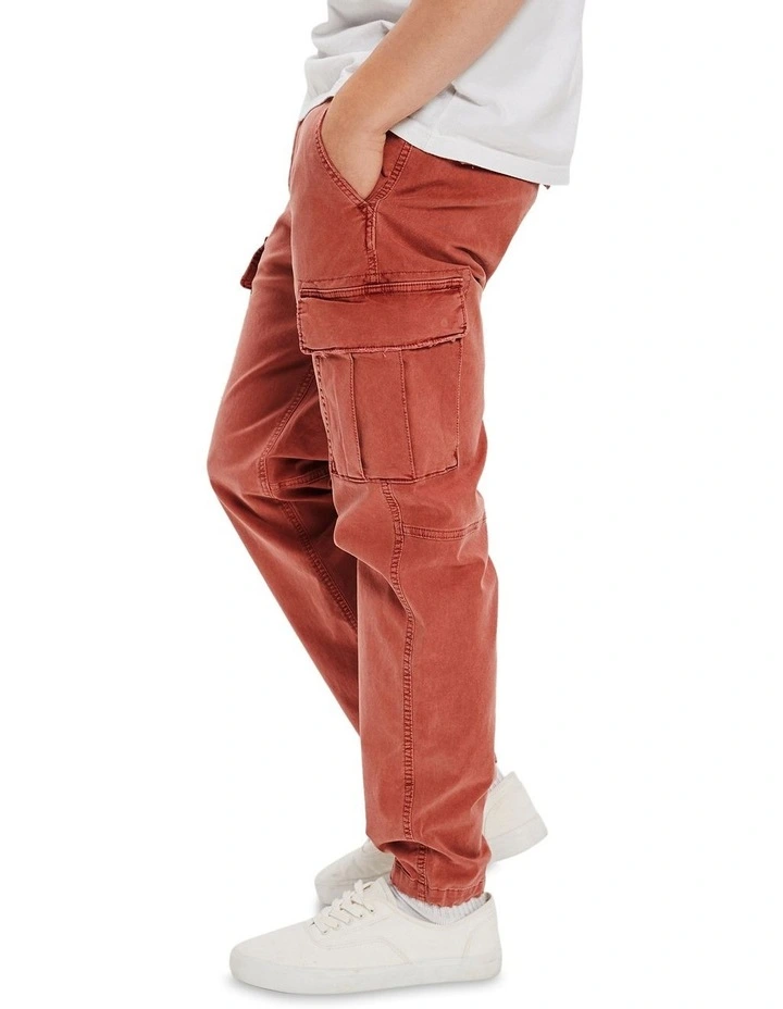 Flex Slim Lived-In Cargo Pant in Brick Red