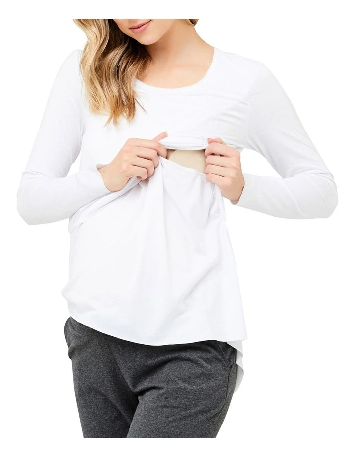 Raw Edge Nursing Top in White