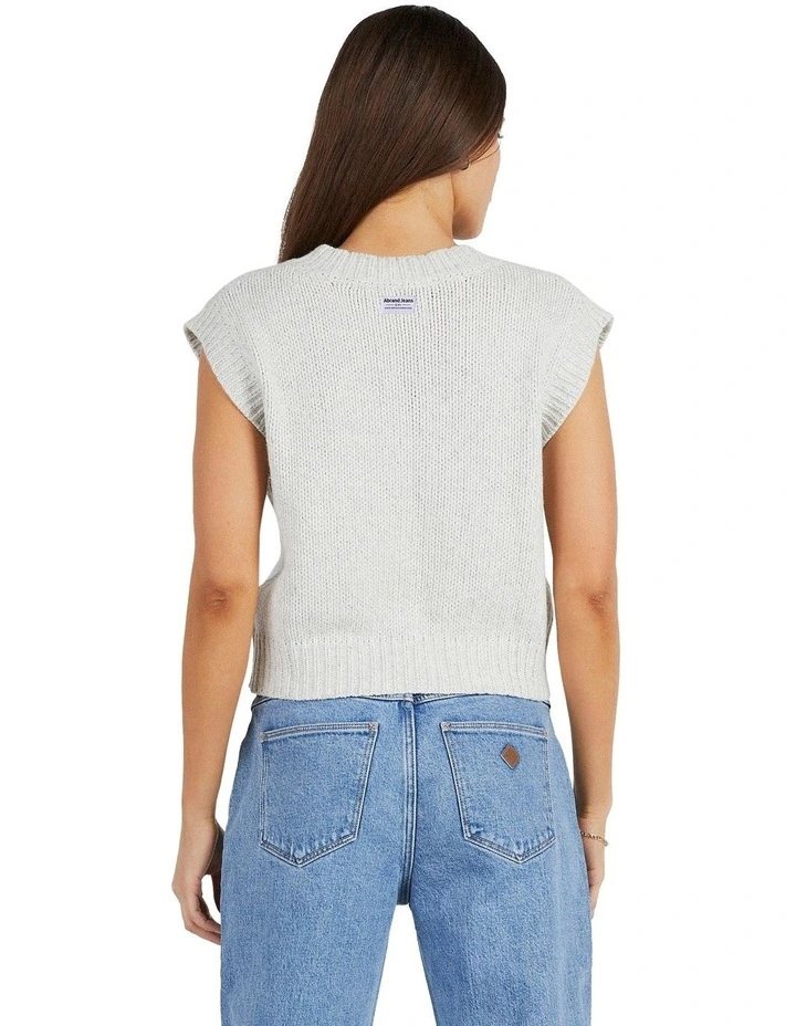 Knit Vest in Light Grey Marle