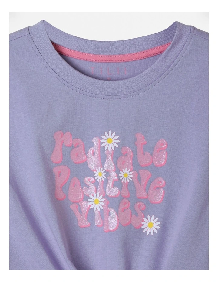 Essentials Tie Front Tee in Lilac