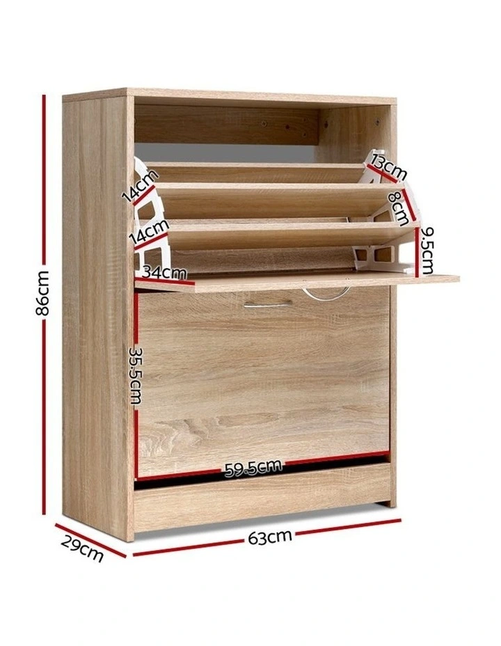 Shoe Cabinet Shoes Storage Rack 24 Pairs Organiser Shelf Cupboard Oak