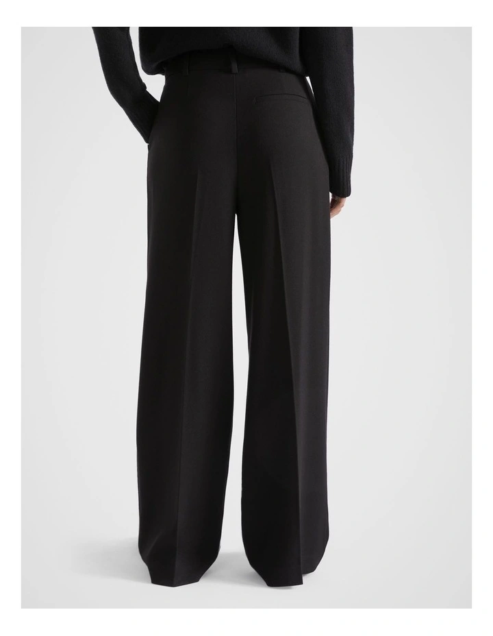 Button Front Pleat Trouser in Black