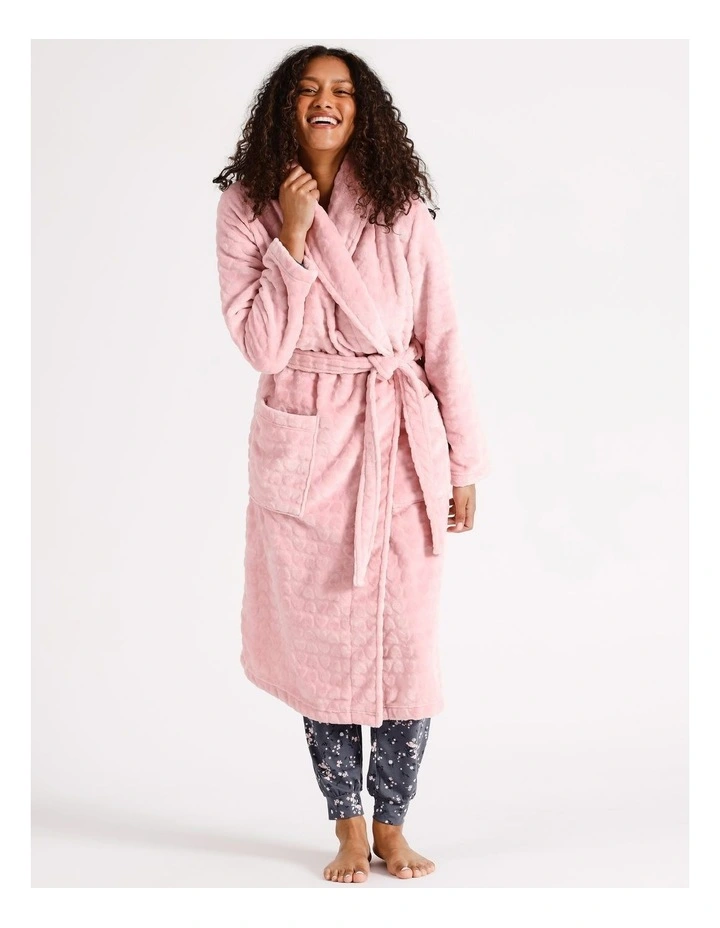 Fleece Long Robe in Baby Pink
