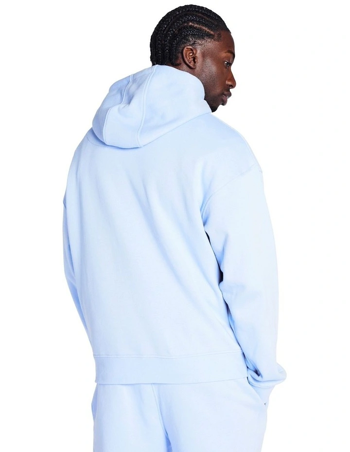 Badged Hoodie in Dusty Blue