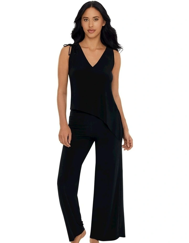 Cabana Palazzo Style Wide Leg Beach Trousers in Black