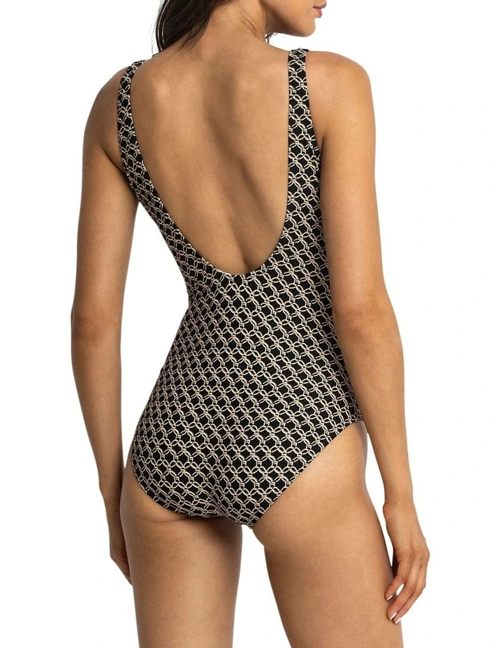 Linx Bar Surplice 1 Piece Swimsuit In Black