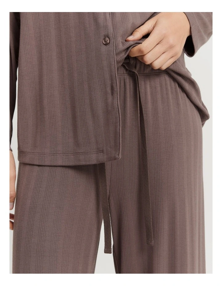 Wide Legging Pyjama Pant in Truffle
