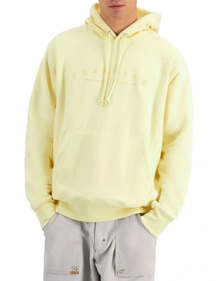 Reverse Weave Y2K Logo Hoodie in Post Yellow
