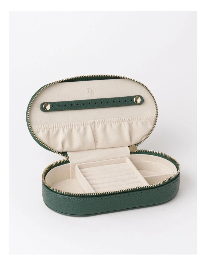 Flat Oval Jewellery Case in Green