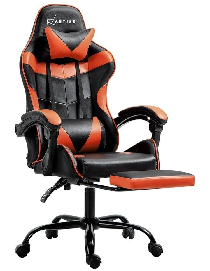 Gaming Office Chair Recliner Footrest in Orange
