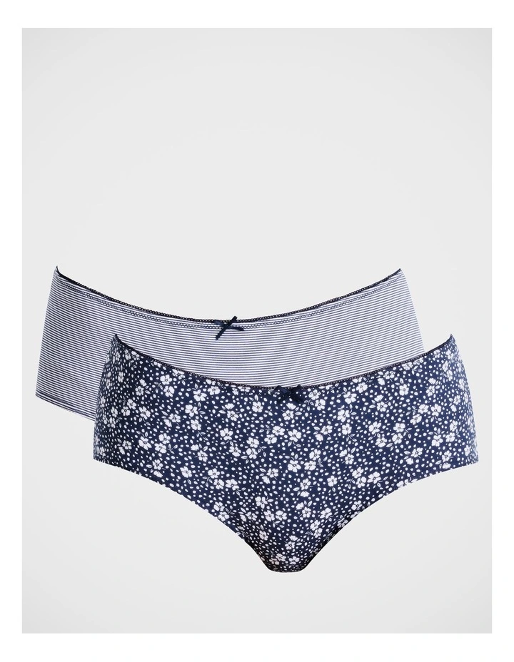 Organic Cotton Boyleg 2pk in Navy/White