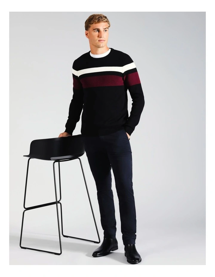 Ethan Engineered Stripe Knit in Red