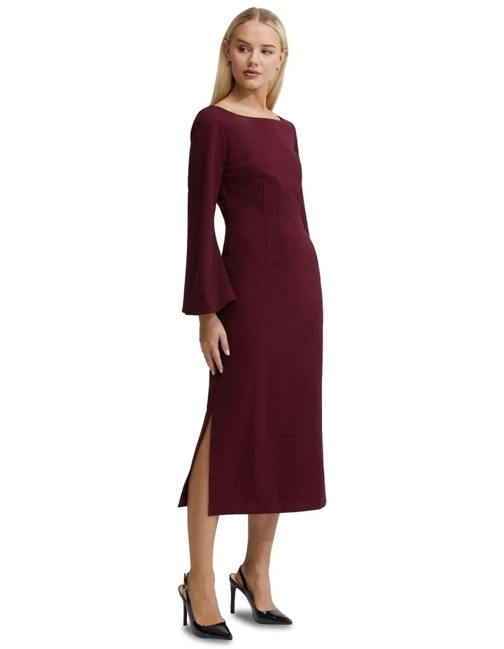 Brailey Ponti Dress in Deep Red