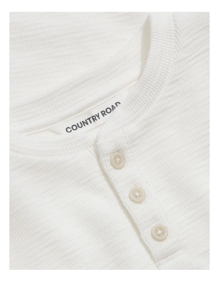 Slub Texture Henley in White