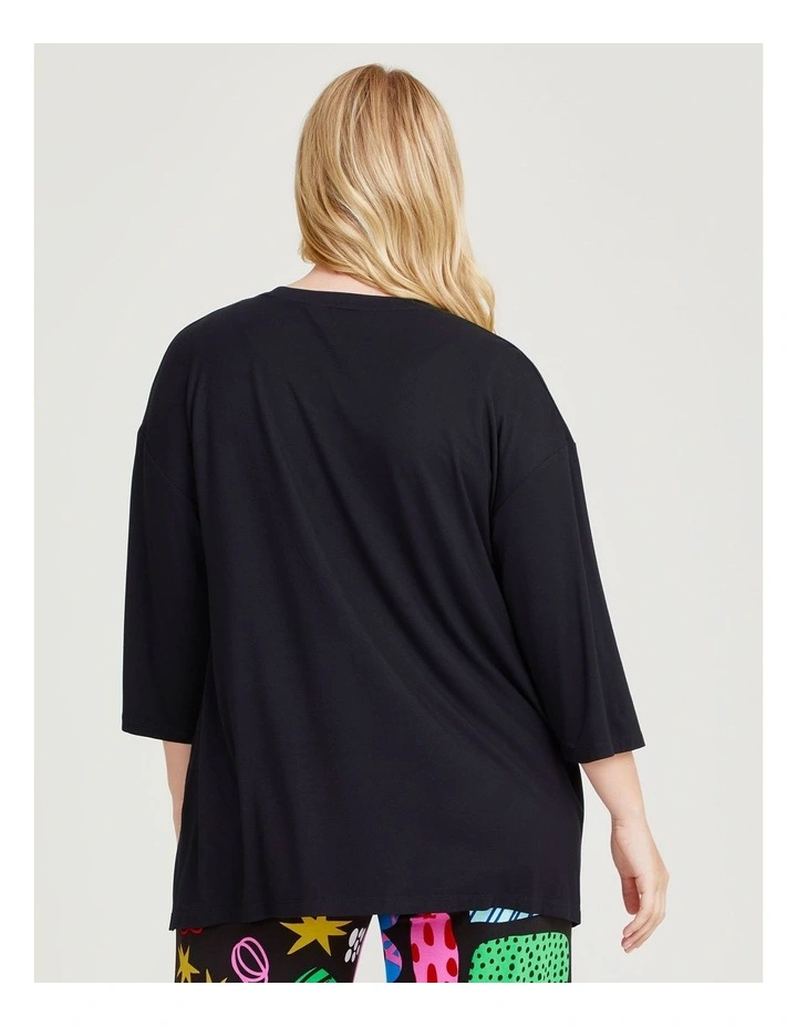 Bamboo Sunshine Pyjama Top in Black