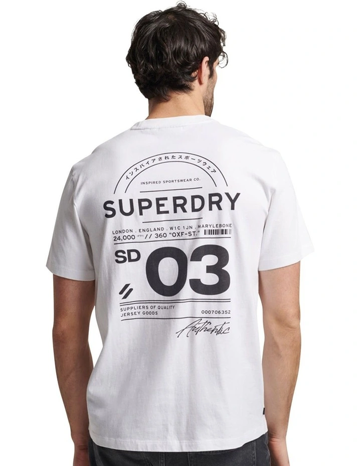 Code Stacked Logo Tee in Brilliant White