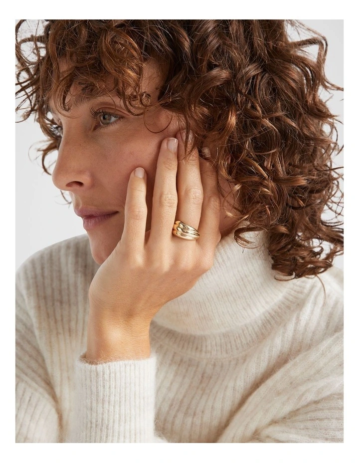 Ribbed Ring in Gold