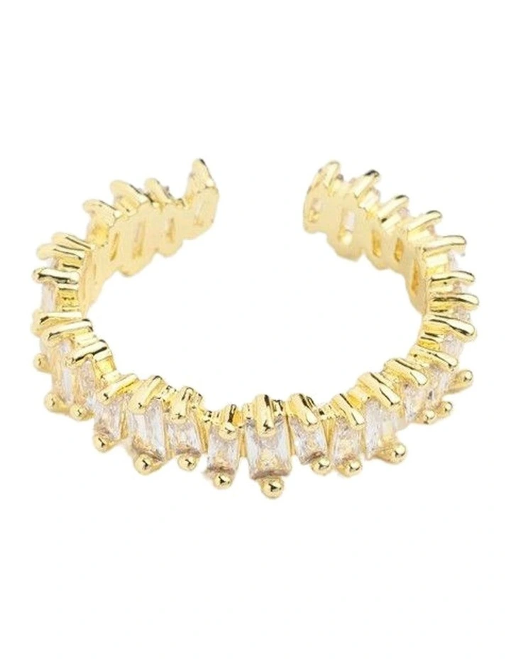 Cubic Zirconia Irregular Open Ring in Gold